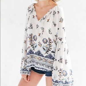 Urban Outfitters “Aurora” Blouse in Blue Paisley